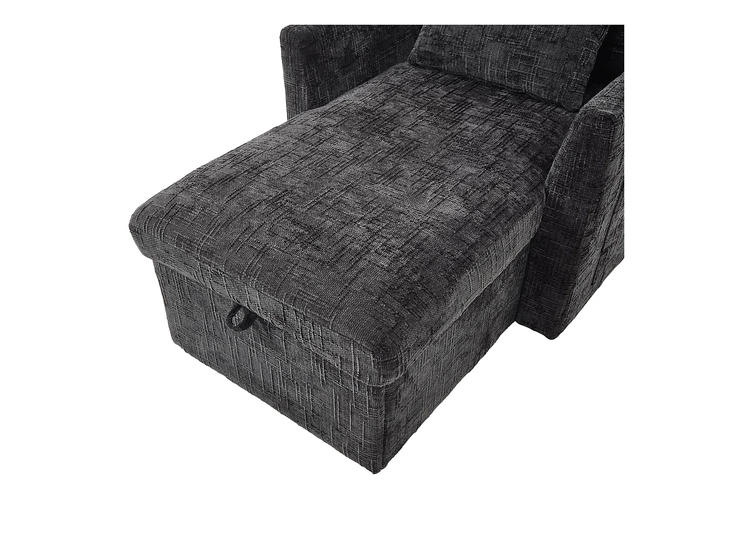 Canapé 1 place avec 2 poches latérales - Canapé de salon avec support pour téléphone et rangement dissimulé - chenille noir