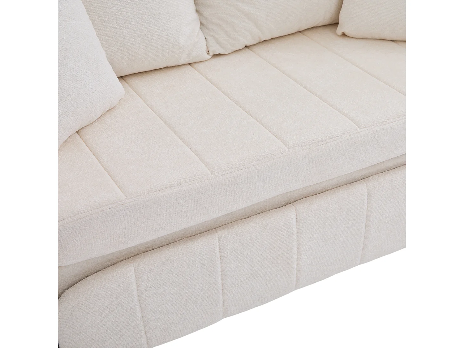 2-zitsbank met 4 kussens - Relaxbank met bekerhouder en zijzakken - beige chenille