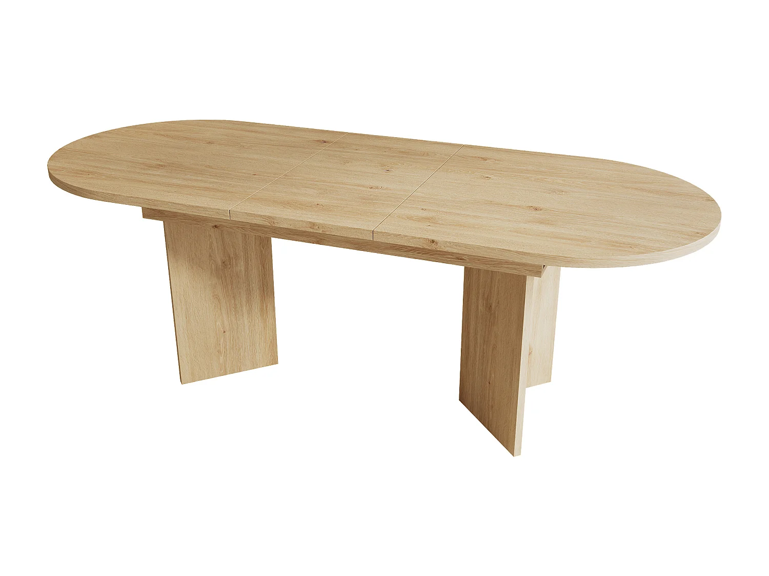 Table à manger ovale en chêne - Table avec extensible et plateau rembourré - pour 4 à 6 personnes