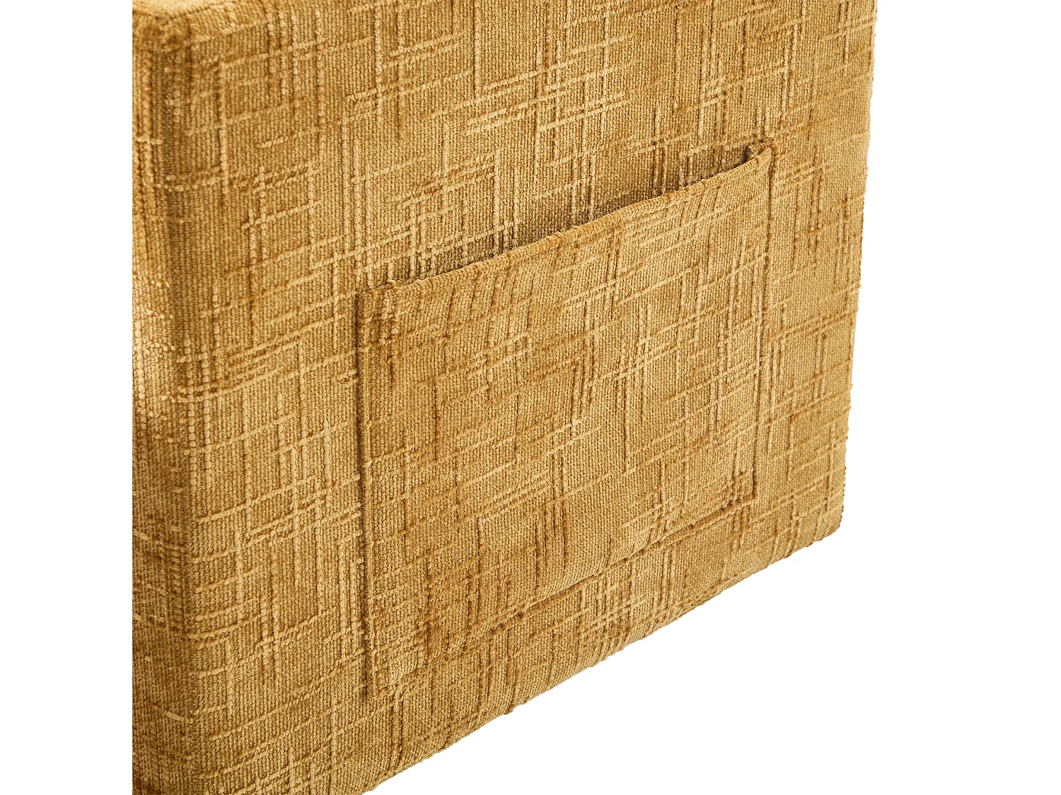 Sofá de 1 plaza con 2 bolsillos laterales - Sofá de salón con soporte para teléfono y espacio de almacenamiento oculto - Chenilla amarilla