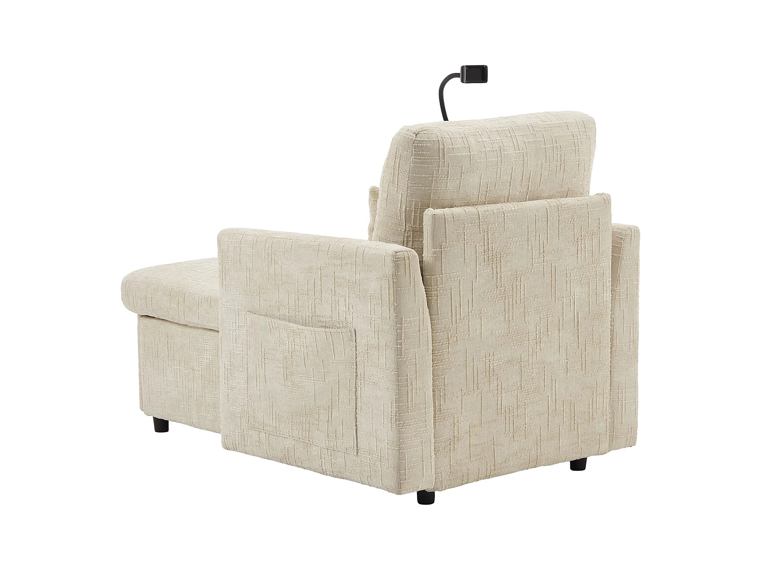 Canapé 1 place avec 2 poches latérales - Canapé de salon avec support pour téléphone et rangement dissimulé - chenille beige