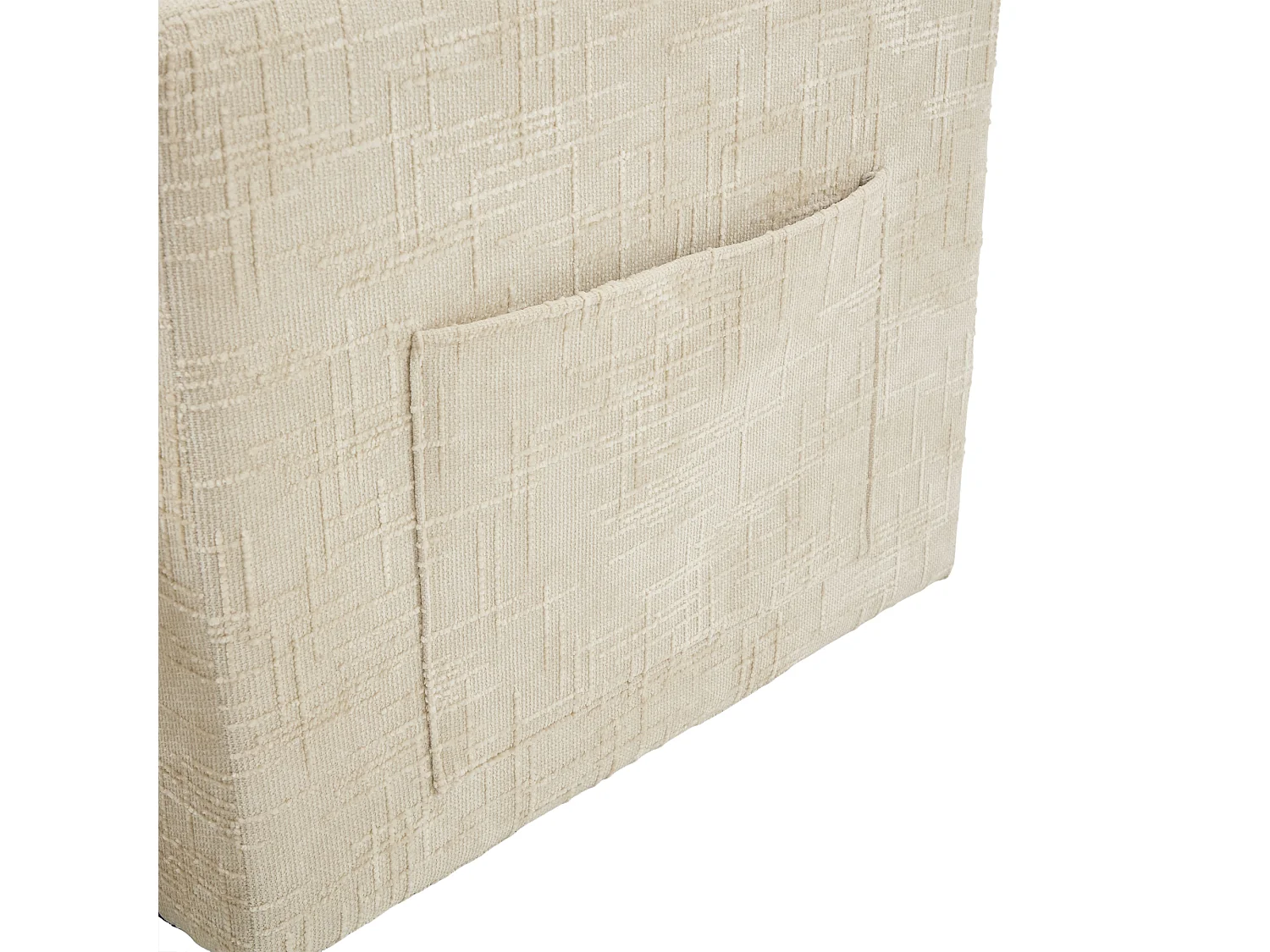 1-Sitzer-Sofa mit 2 Seitentaschen – Wohnzimmersofa mit Telefonhalter und verstecktem Stauraum – beigefarbenes chenille