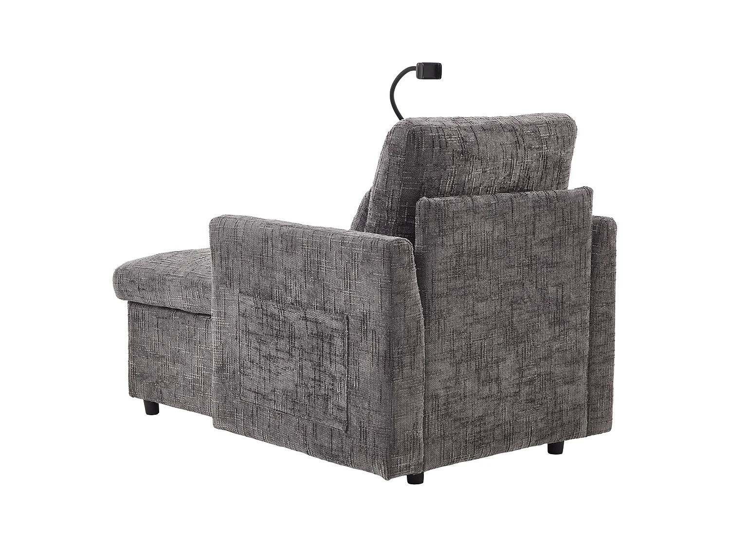 Canapé 1 place avec 2 poches latérales - Canapé de salon avec support pour téléphone et rangement dissimulé - chenille gris