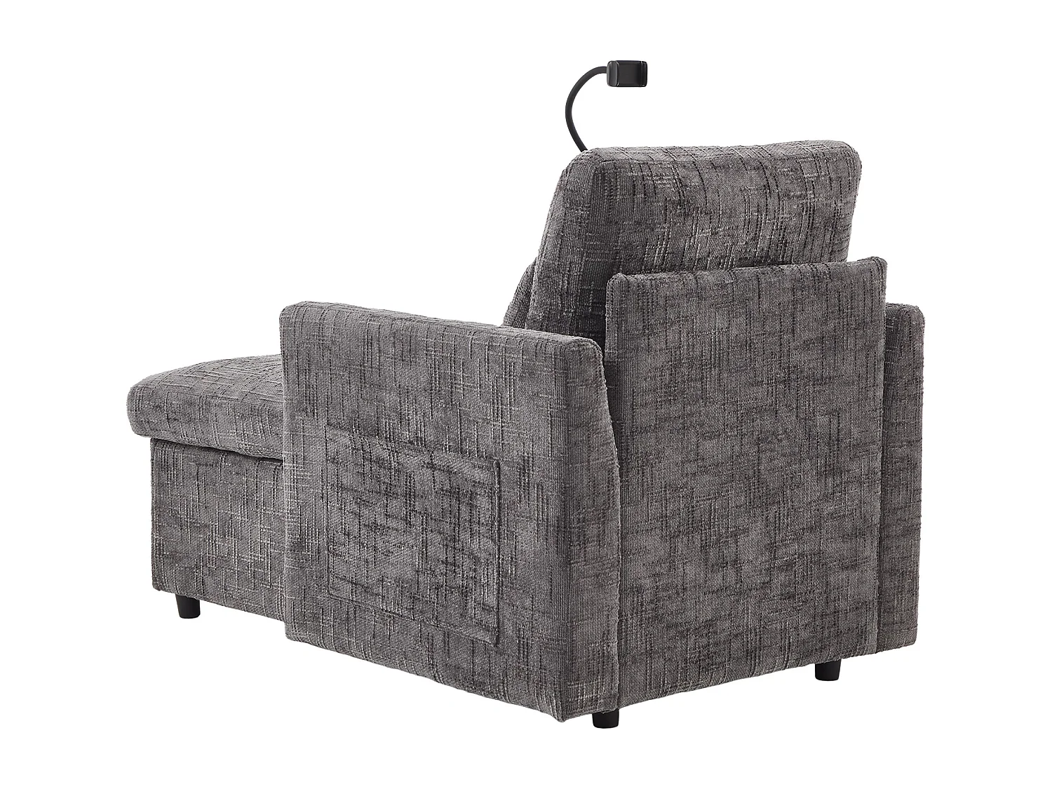 Canapé 1 place avec 2 poches latérales - Canapé de salon avec support pour téléphone et rangement dissimulé - chenille gris