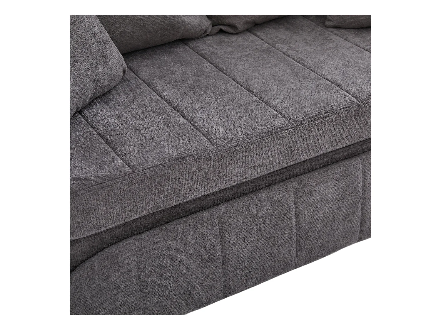 Canapé 2 places avec 4 coussins - Canapé relaxation avec porte-gobelet et poches latérales - chenille gris