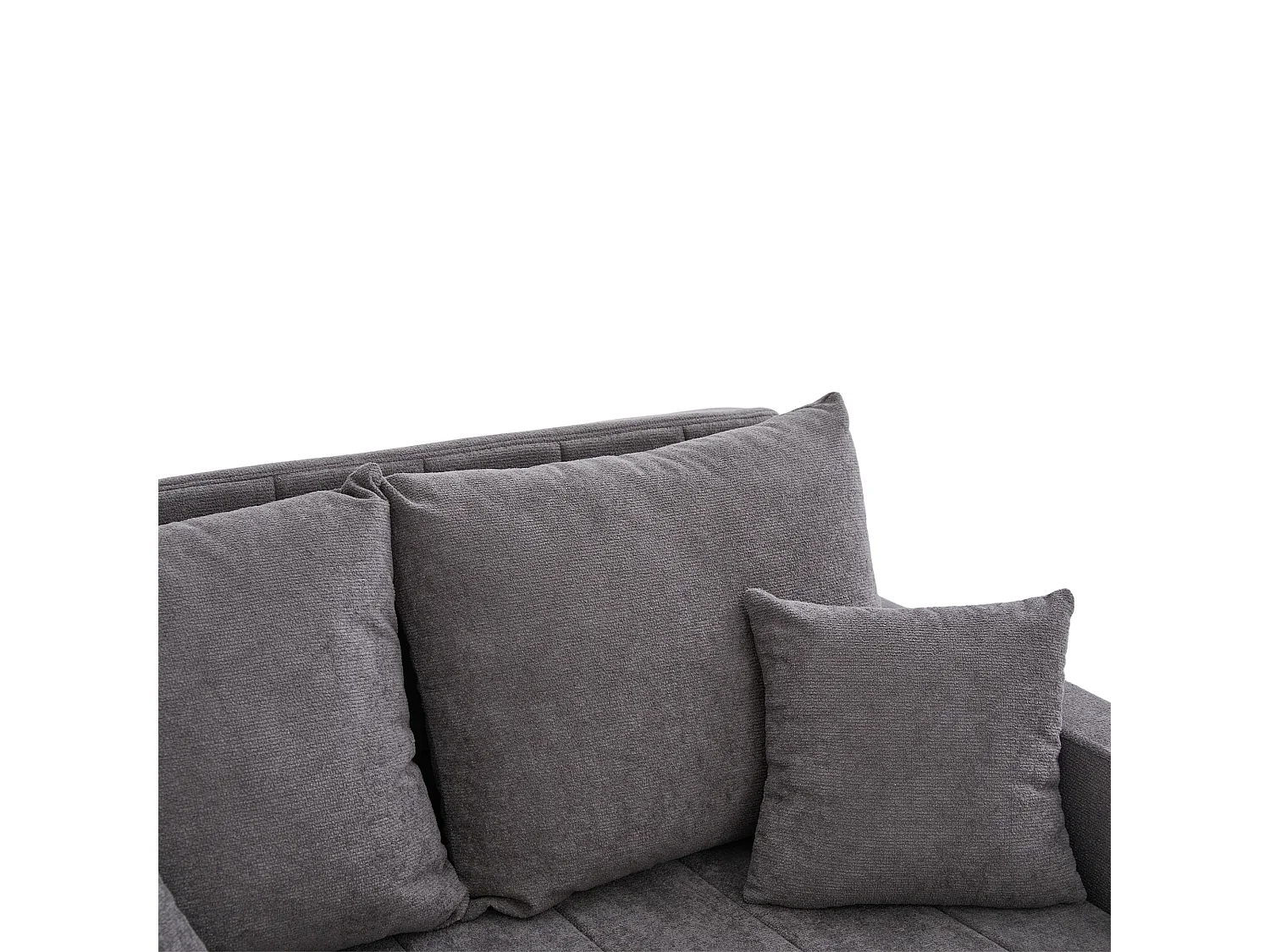 2-Sitzer-Sofa mit 4 Kissen – Entspannungssofa mit Getränkehalter und Seitentaschen – graues Chenille