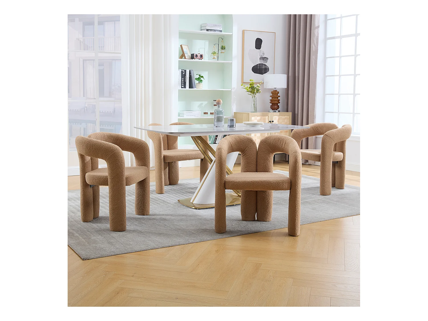2er-Set braune Sessel - Gerader Sessel mit Rückenlehne - Teddybär-Plüsch