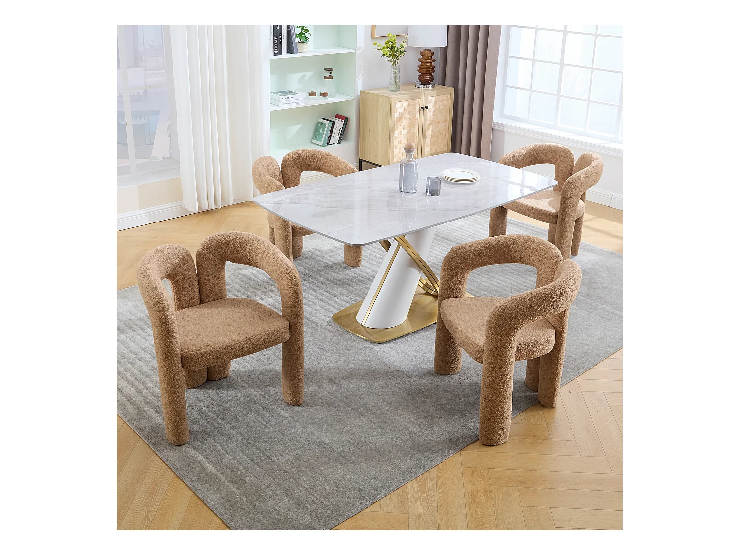 2er-Set braune Sessel - Gerader Sessel mit Rückenlehne - Teddybär-Plüsch