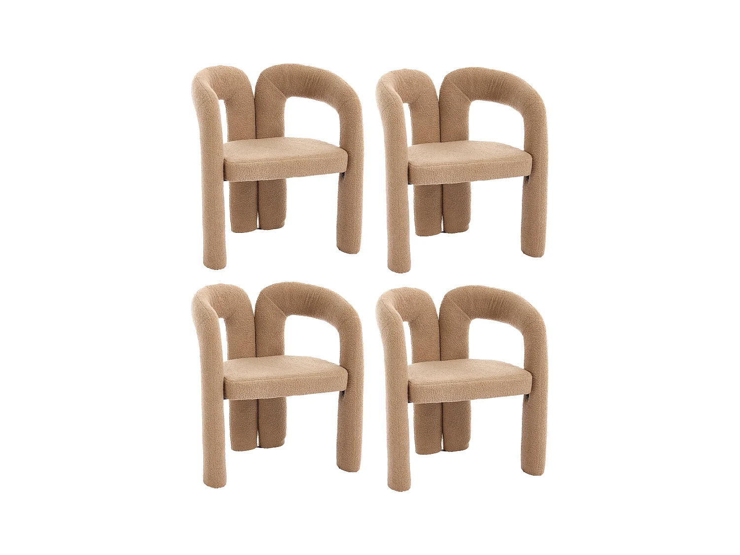 2er-Set braune Sessel - Gerader Sessel mit Rückenlehne - Teddybär-Plüsch