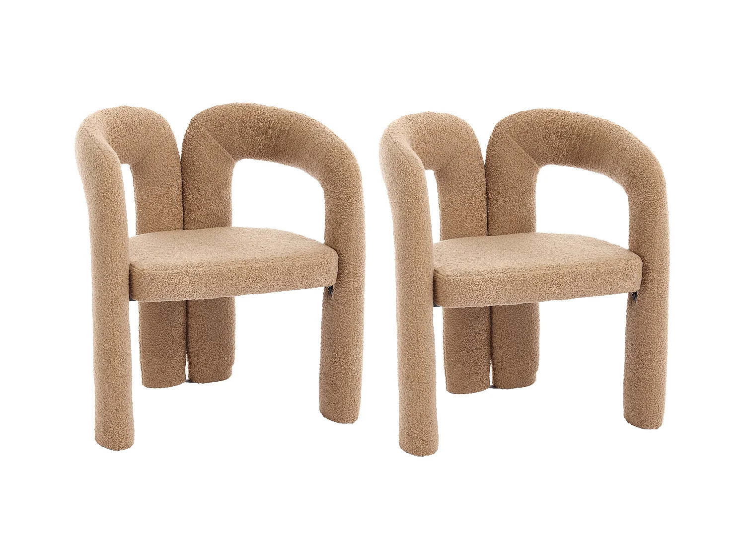 2er-Set braune Sessel - Gerader Sessel mit Rückenlehne - Teddybär-Plüsch