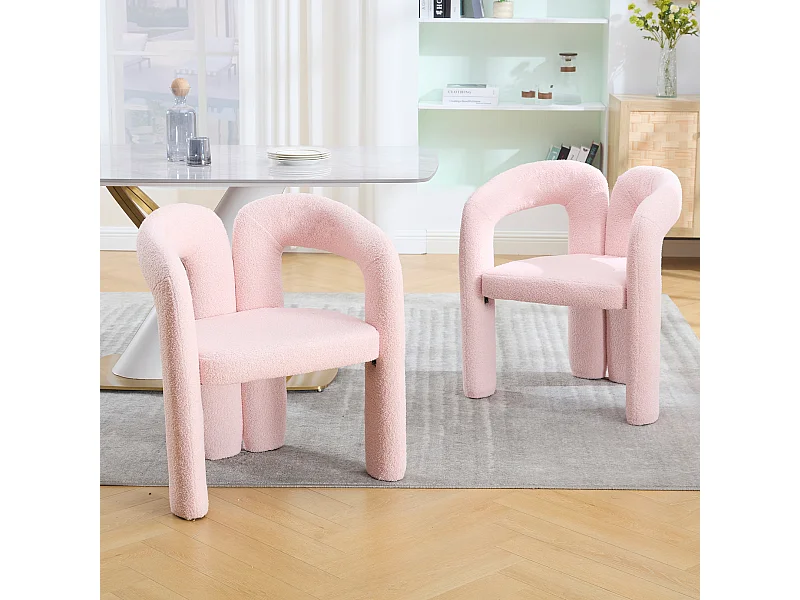 2er-Set rosa Sessel - Gerader Sessel mit Rückenlehne - Teddybär-Plüsch