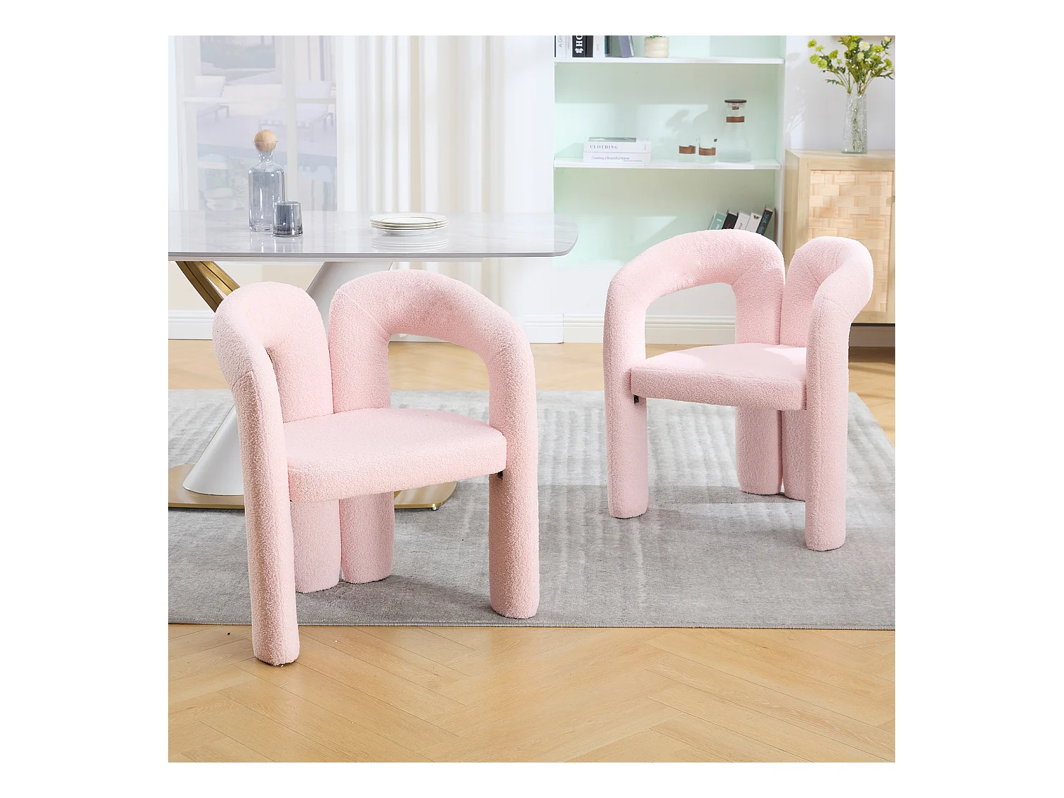Lot de 2  fauteuils rose - Fauteuil droit avec dossier - peluche ours en peluche
