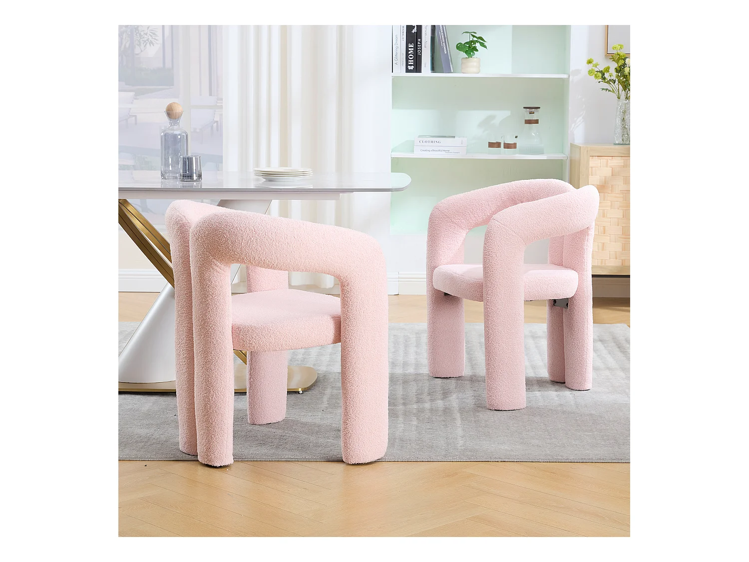 2er-Set rosa Sessel - Gerader Sessel mit Rückenlehne - Teddybär-Plüsch