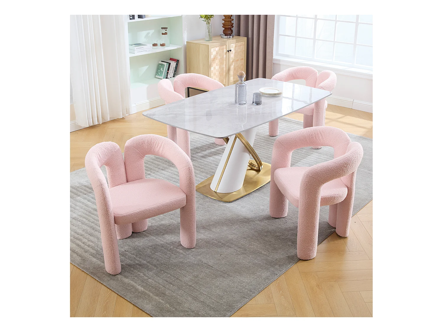 2er-Set rosa Sessel - Gerader Sessel mit Rückenlehne - Teddybär-Plüsch