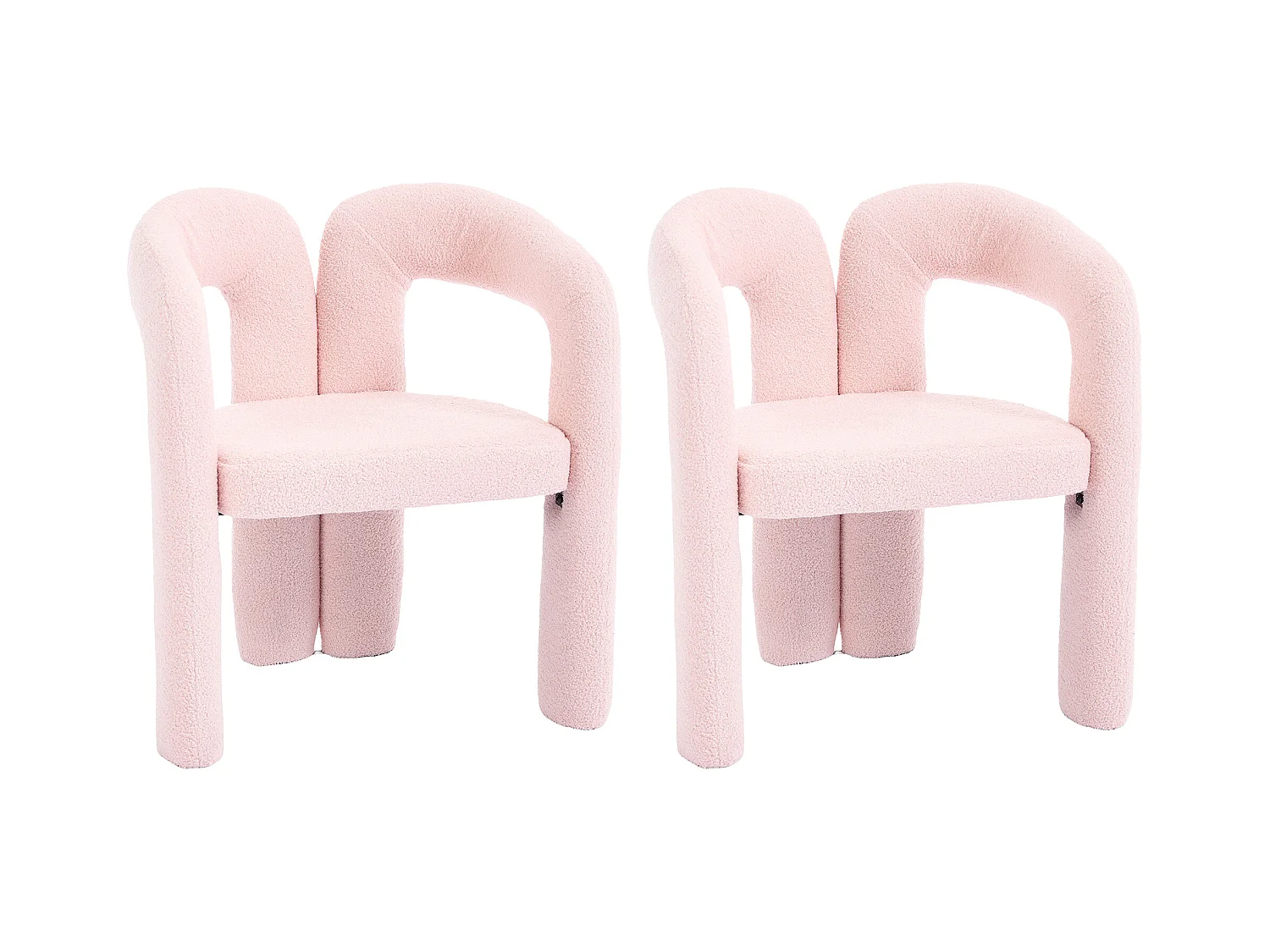 2er-Set rosa Sessel - Gerader Sessel mit Rückenlehne - Teddybär-Plüsch