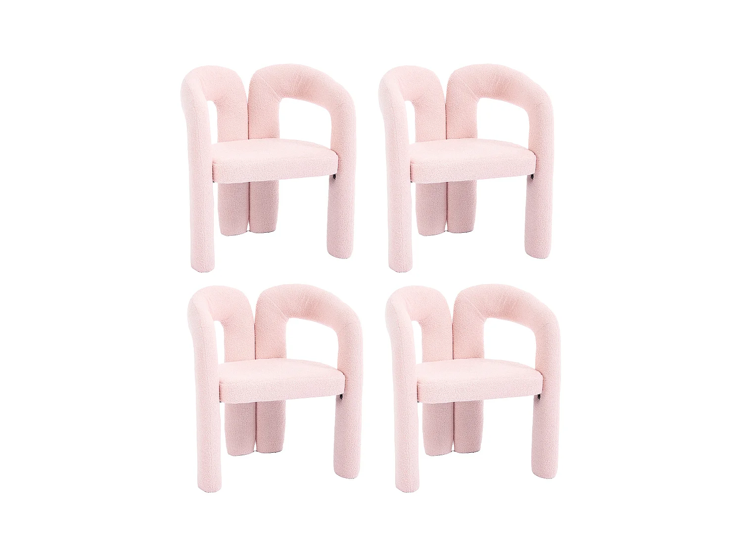 2er-Set rosa Sessel - Gerader Sessel mit Rückenlehne - Teddybär-Plüsch