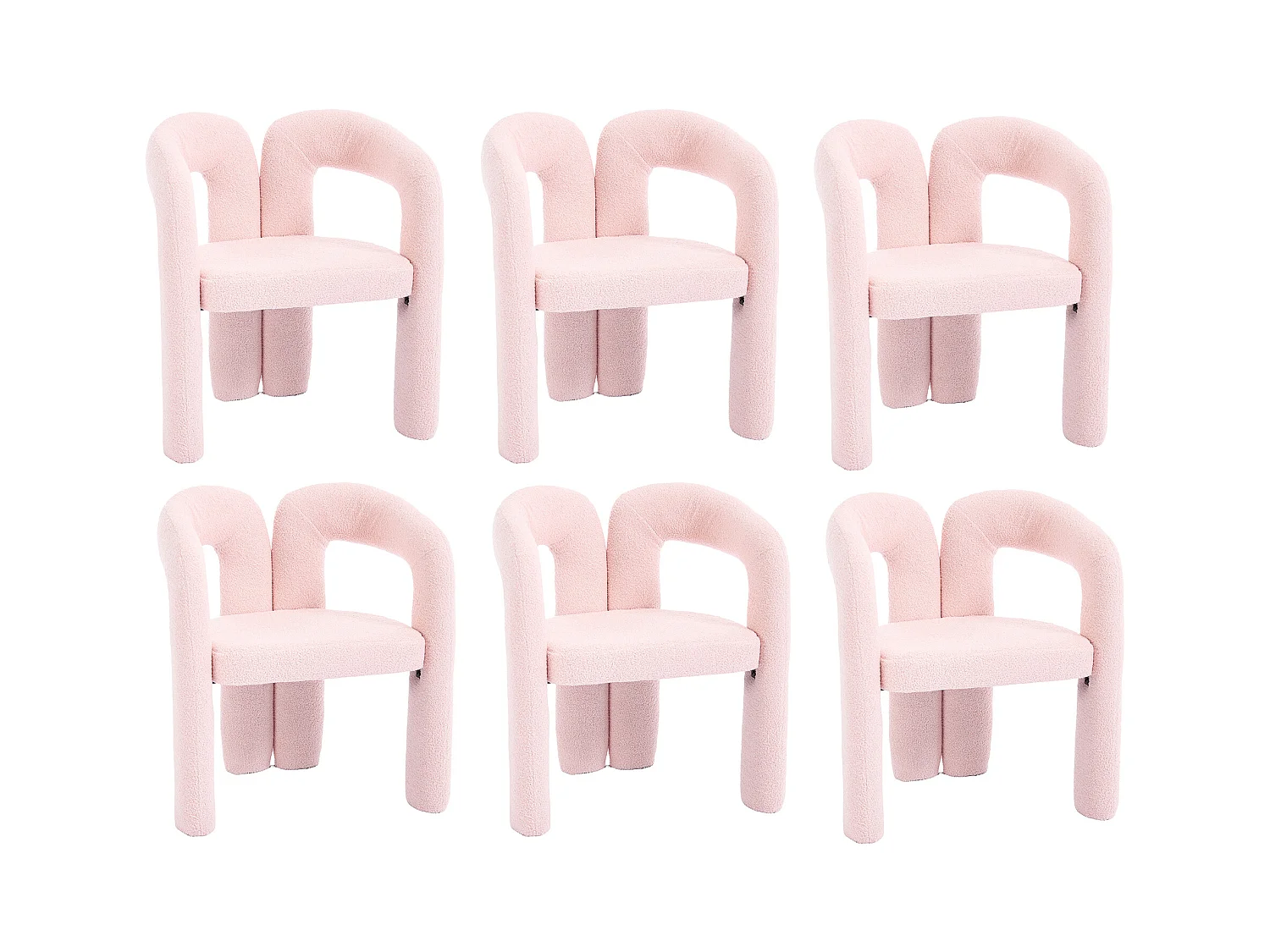 2er-Set rosa Sessel - Gerader Sessel mit Rückenlehne - Teddybär-Plüsch