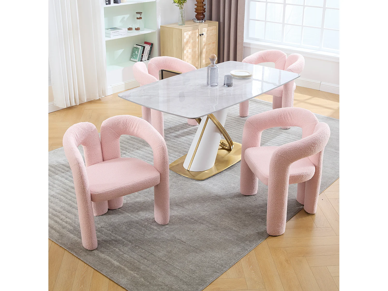 Lot de 2  fauteuils rose - Fauteuil droit avec dossier - peluche ours en peluche