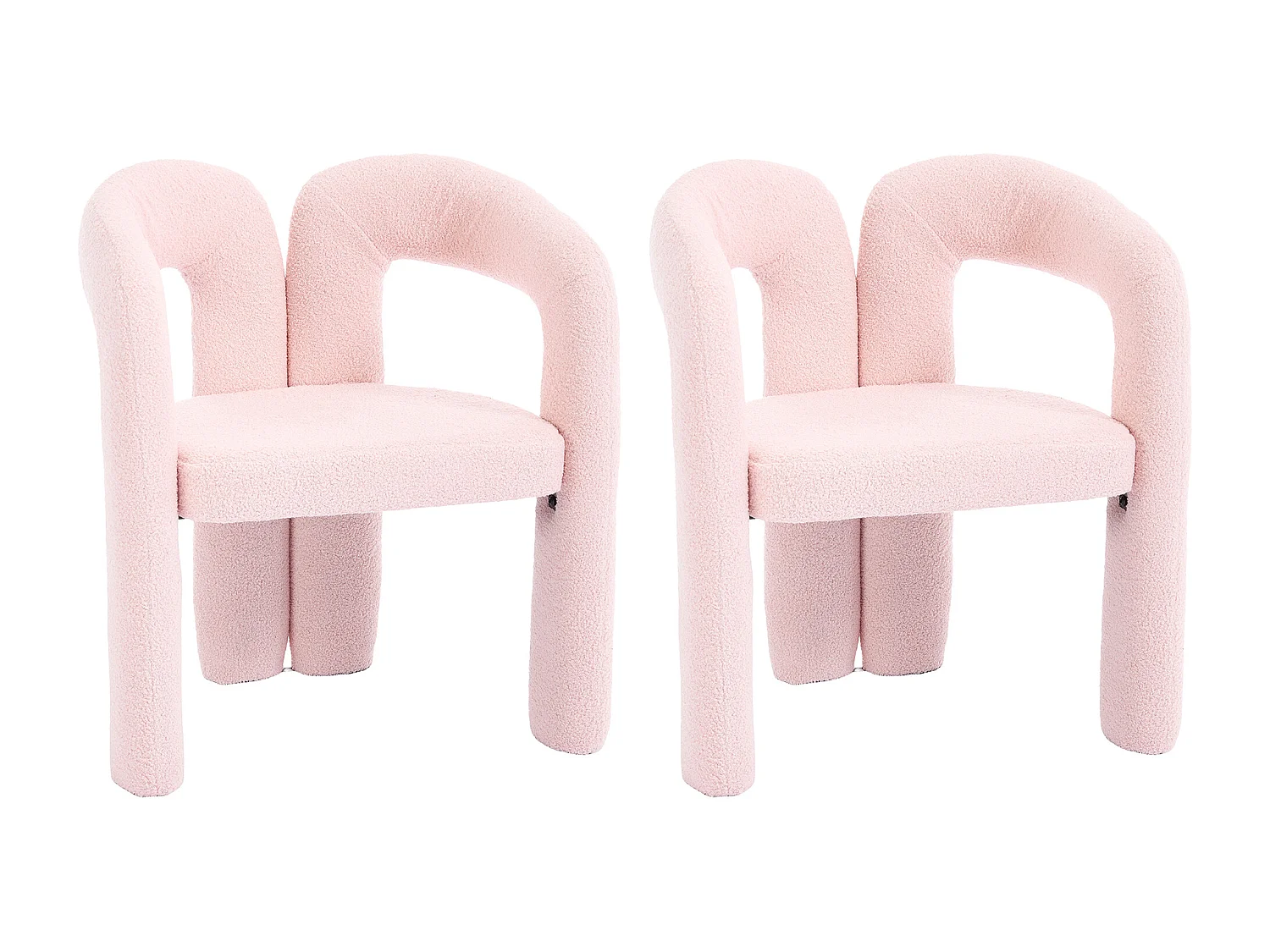Lot de 2  fauteuils rose - Fauteuil droit avec dossier - peluche ours en peluche