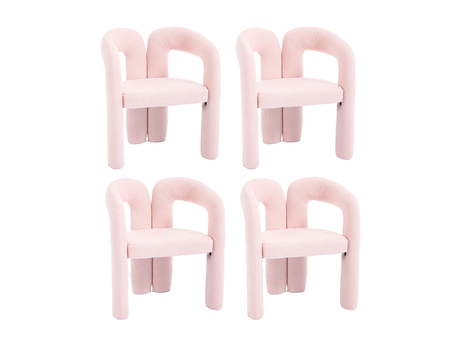 Lot de 2  fauteuils rose - Fauteuil droit avec dossier - peluche ours en peluche