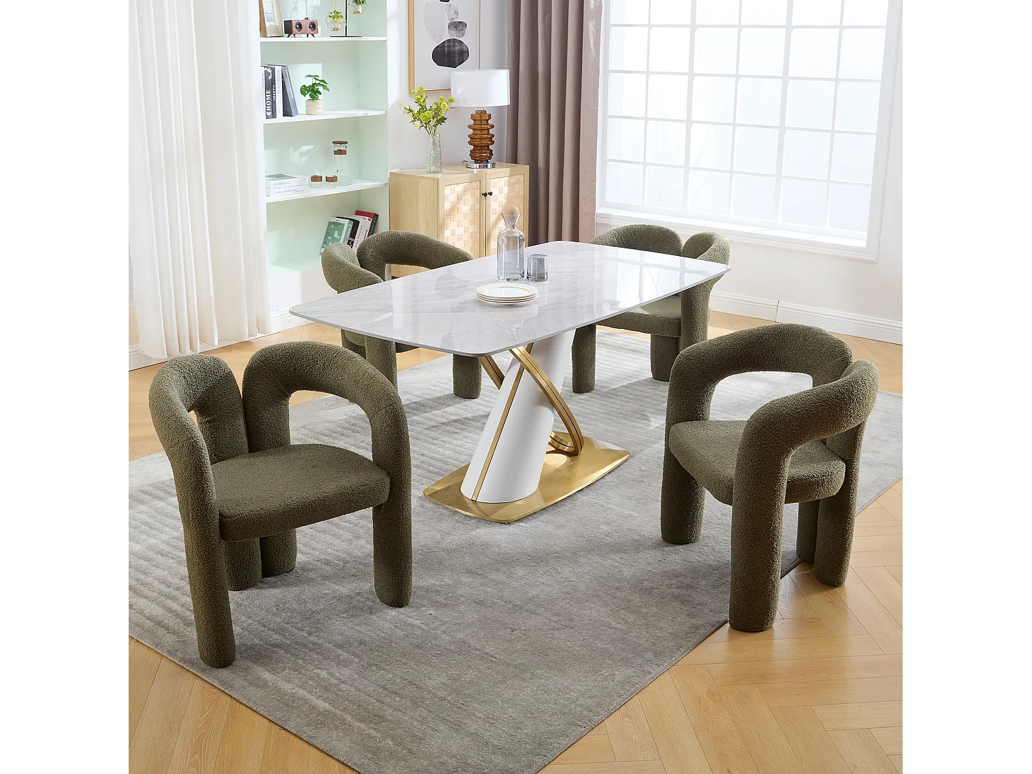 Lot de 2  fauteuils vert - Fauteuil droit avec dossier - peluche ours en peluche