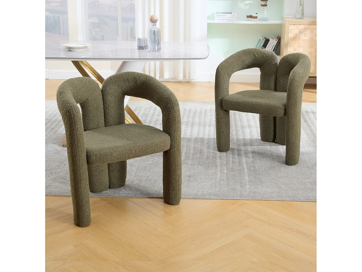 Lot de 2  fauteuils vert - Fauteuil droit avec dossier - peluche ours en peluche