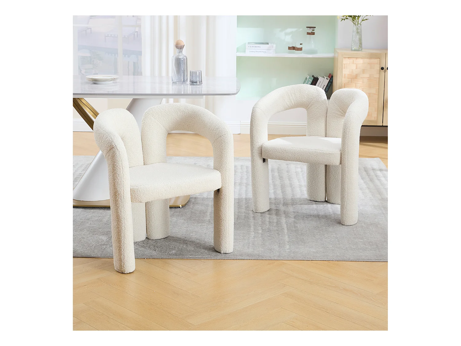 Lot de 2  fauteuils beige - Fauteuil droit avec dossier - peluche ours en peluche