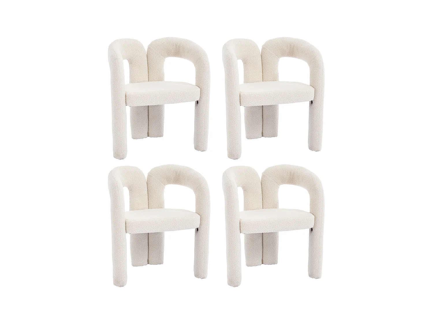 2er-Set beige Sessel - Gerader Sessel mit Rückenlehne - Teddybärplüsch