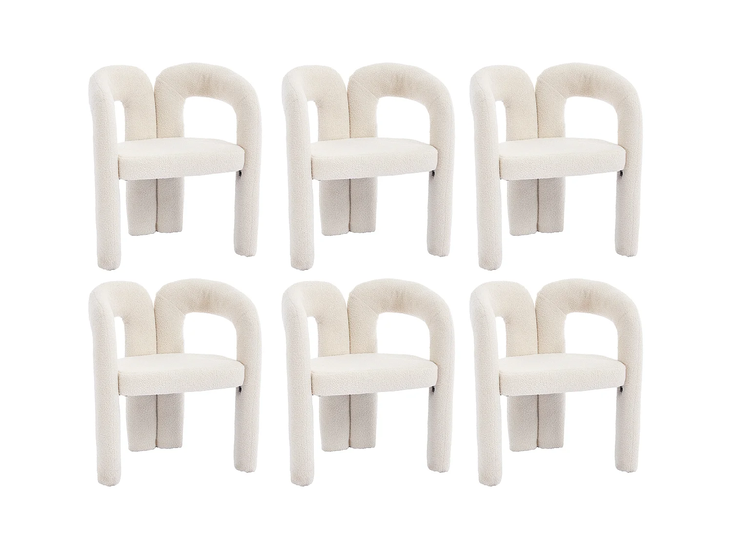 2er-Set beige Sessel - Gerader Sessel mit Rückenlehne - Teddybärplüsch