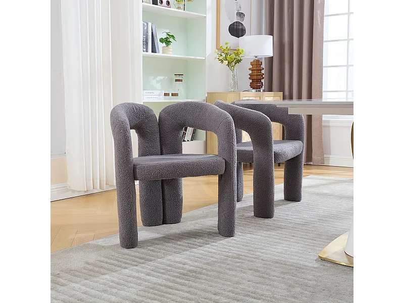 Set van 2 grijze fauteuils - Rechte fauteuil met rugleuning - teddybeer pluche