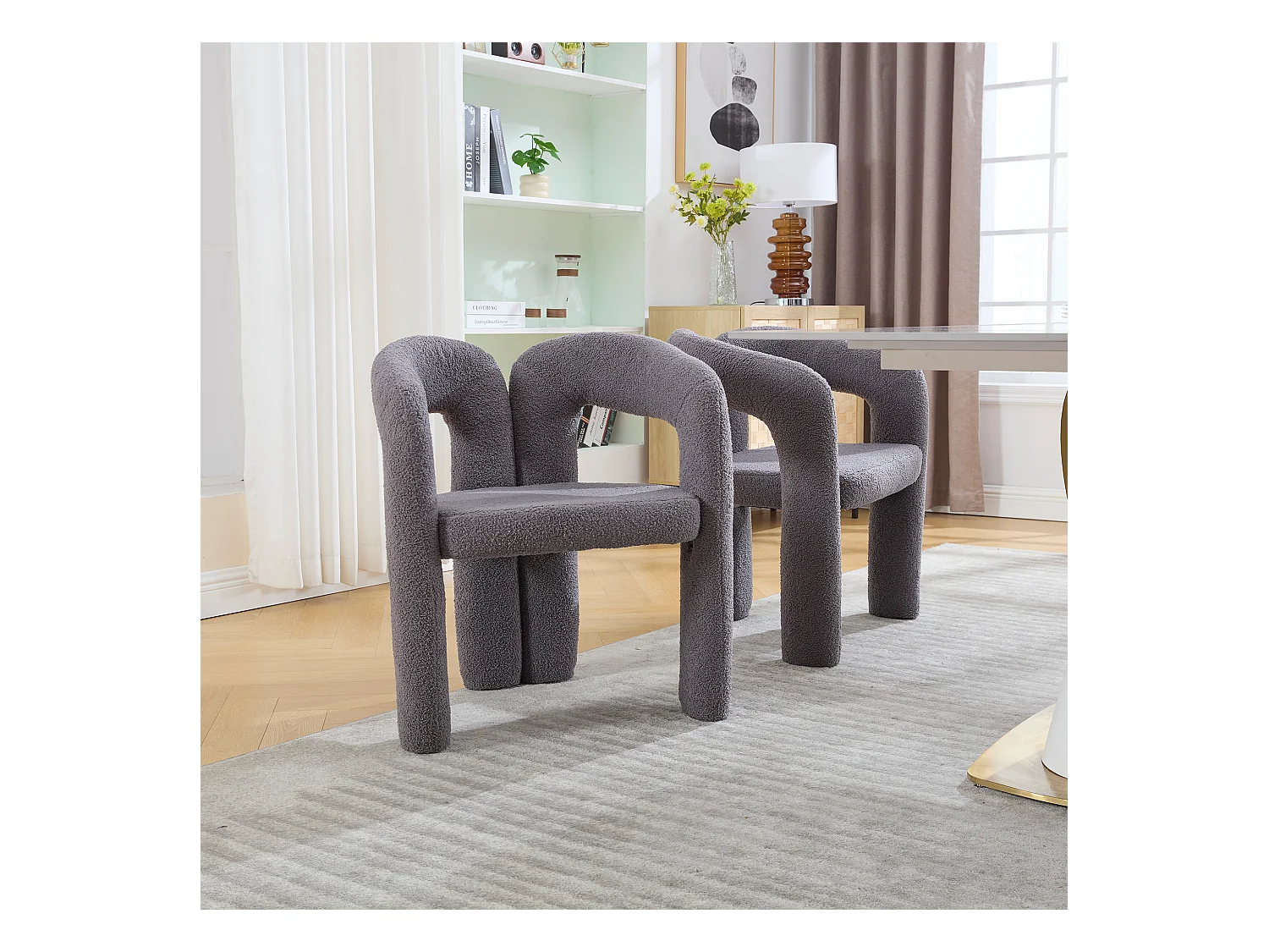 Lot de 2  fauteuils gris - Fauteuil droit avec dossier - peluche ours en peluche