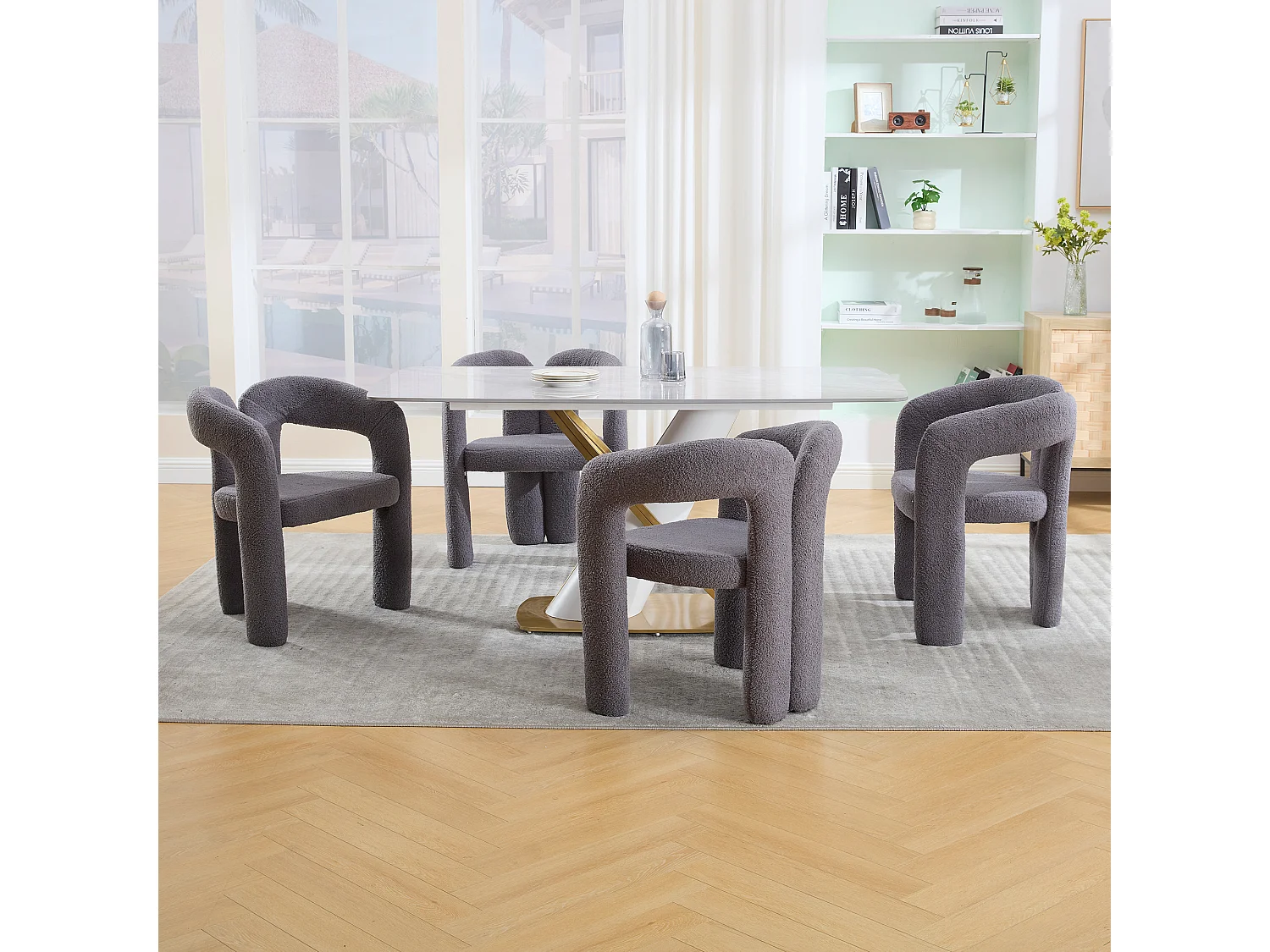 Set van 2 grijze fauteuils - Rechte fauteuil met rugleuning - teddybeer pluche