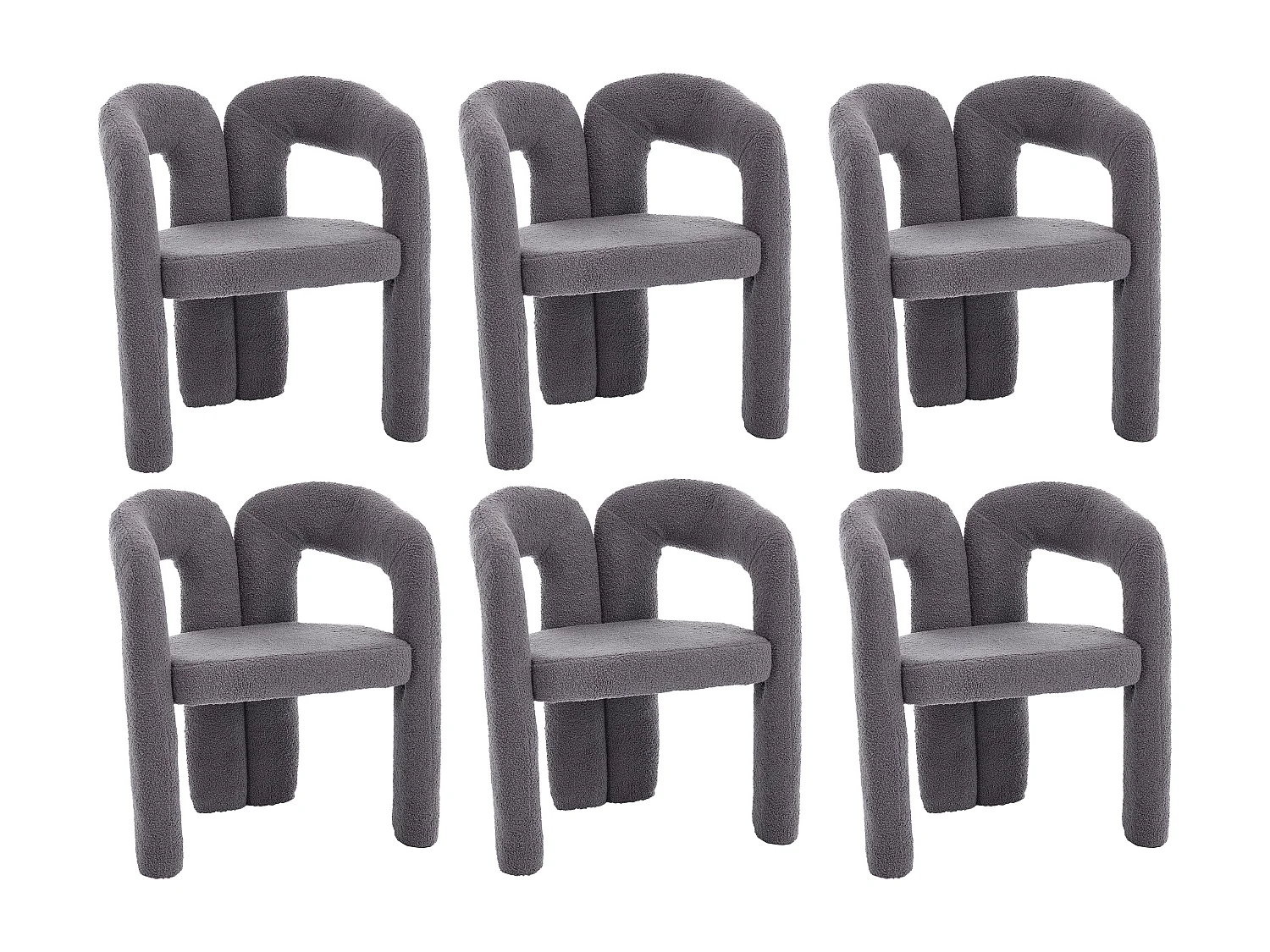 Set van 2 grijze fauteuils - Rechte fauteuil met rugleuning - teddybeer pluche