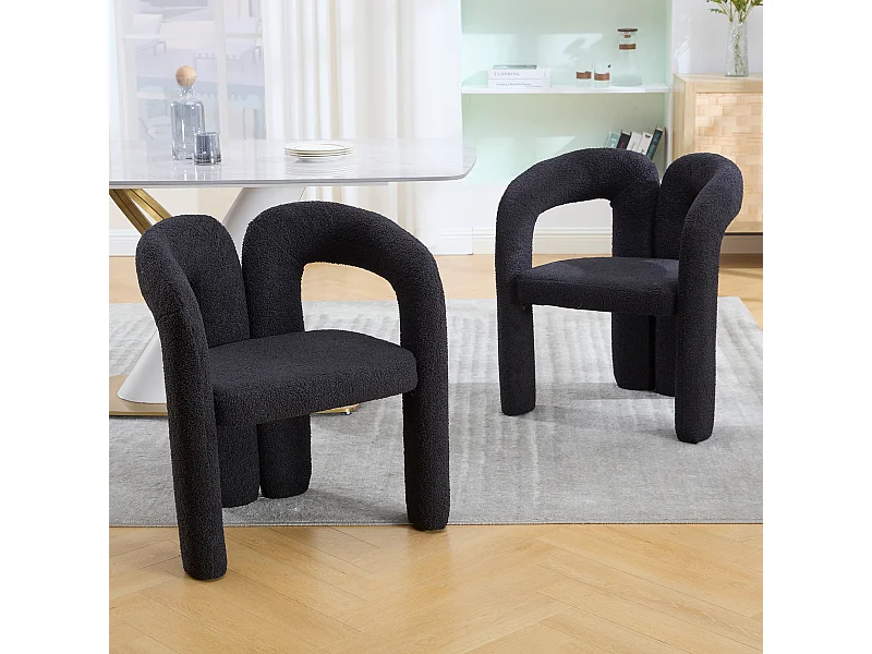 Conjunto de 2 sillones negros - Sillón recto con respaldo - peluche osito