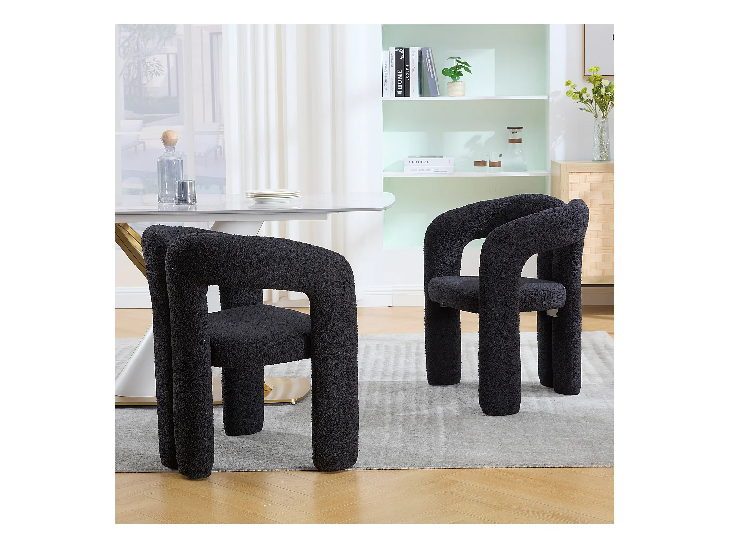 Lot de 2  fauteuils noir - Fauteuil droit avec dossier - peluche ours en peluche