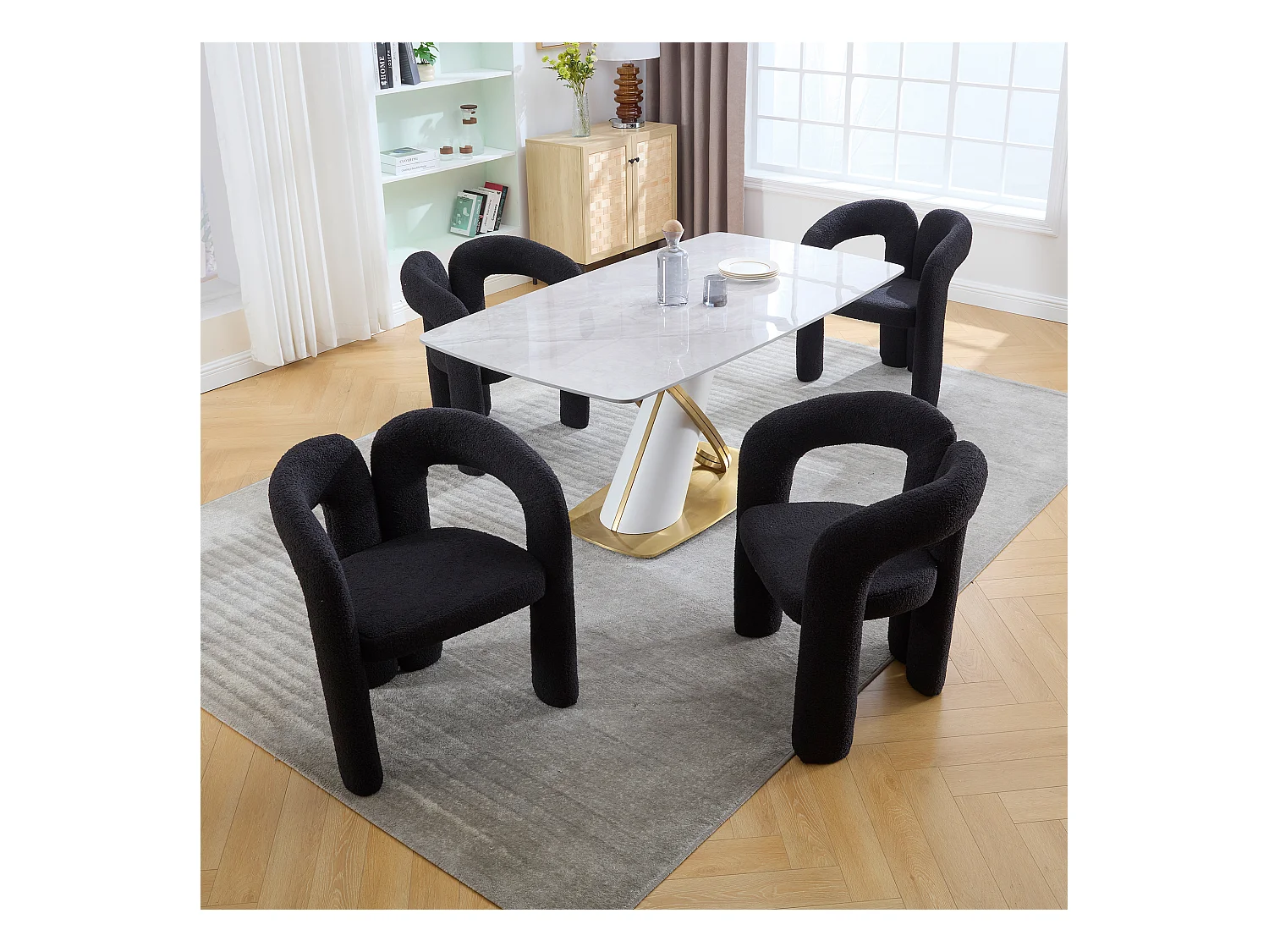 Lot de 2  fauteuils noir - Fauteuil droit avec dossier - peluche ours en peluche