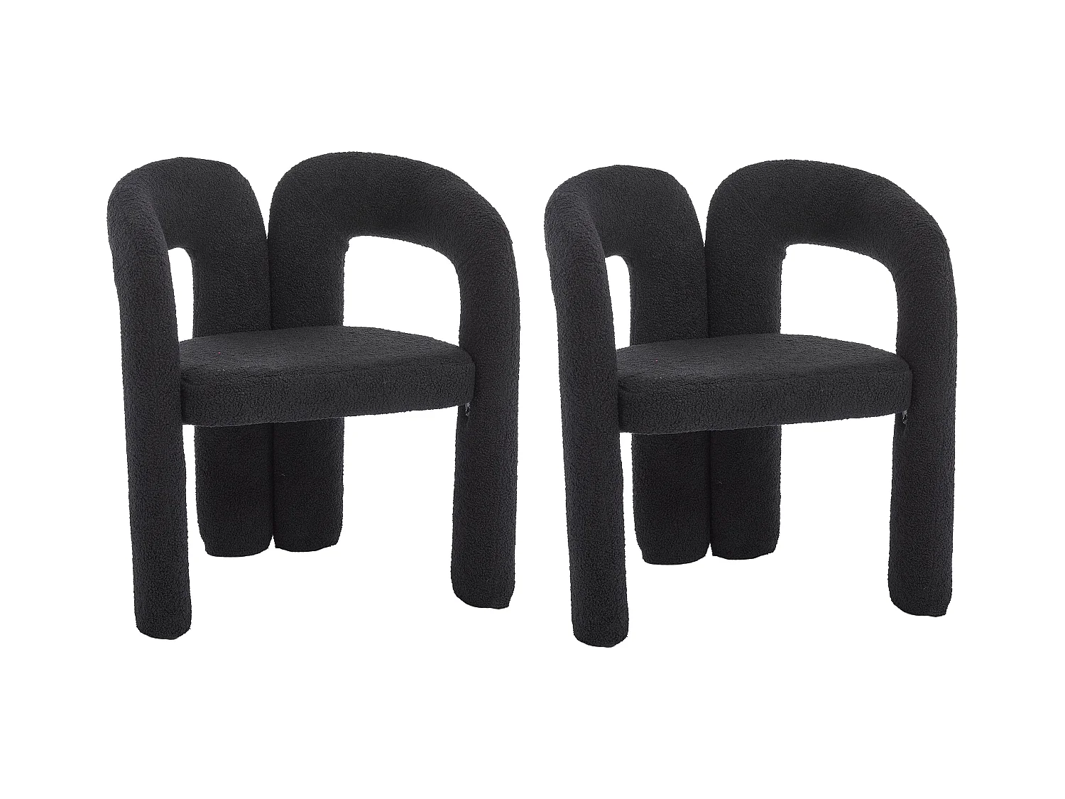 Lot de 2  fauteuils noir - Fauteuil droit avec dossier - peluche ours en peluche