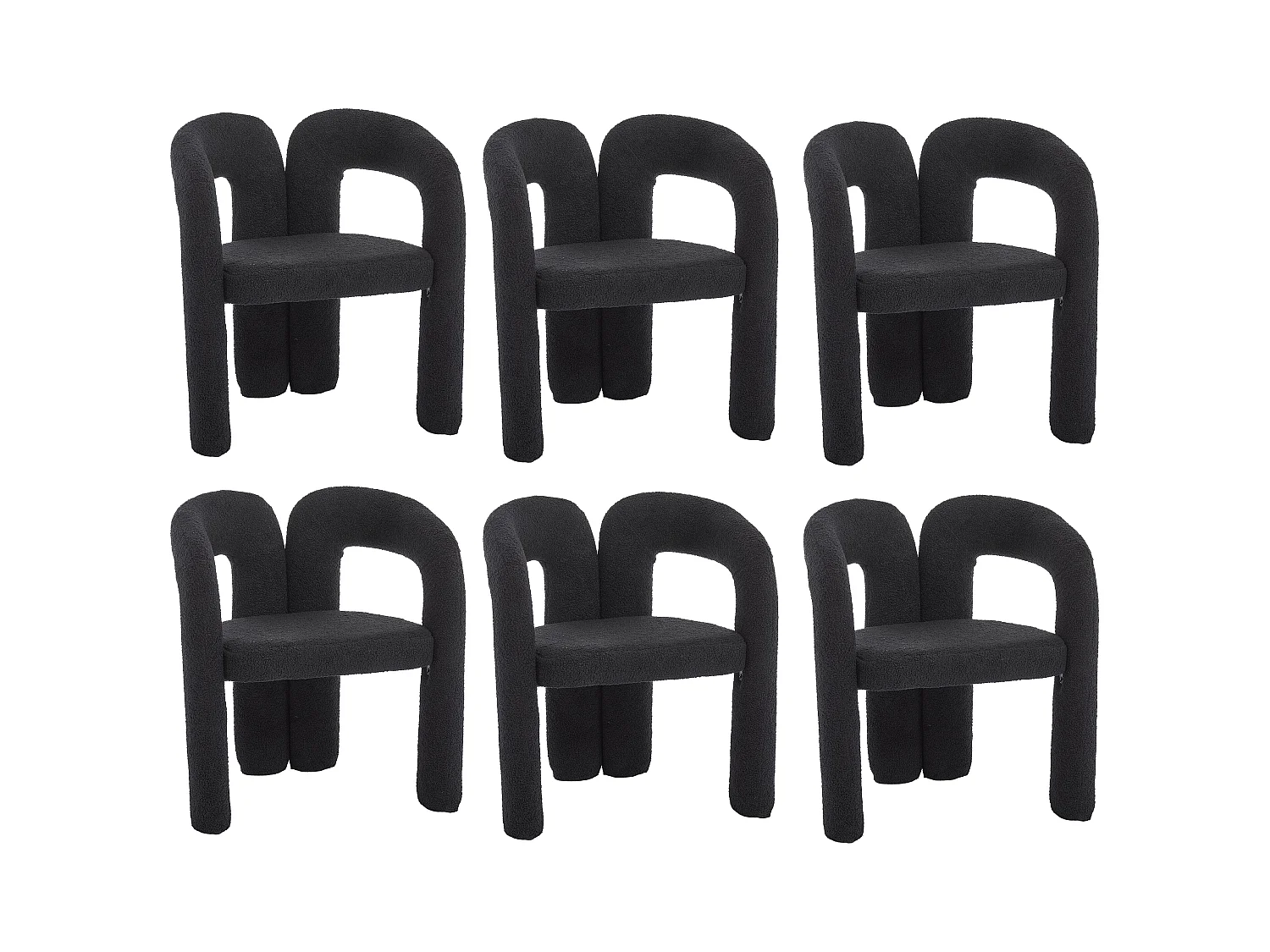 Lot de 2  fauteuils noir - Fauteuil droit avec dossier - peluche ours en peluche