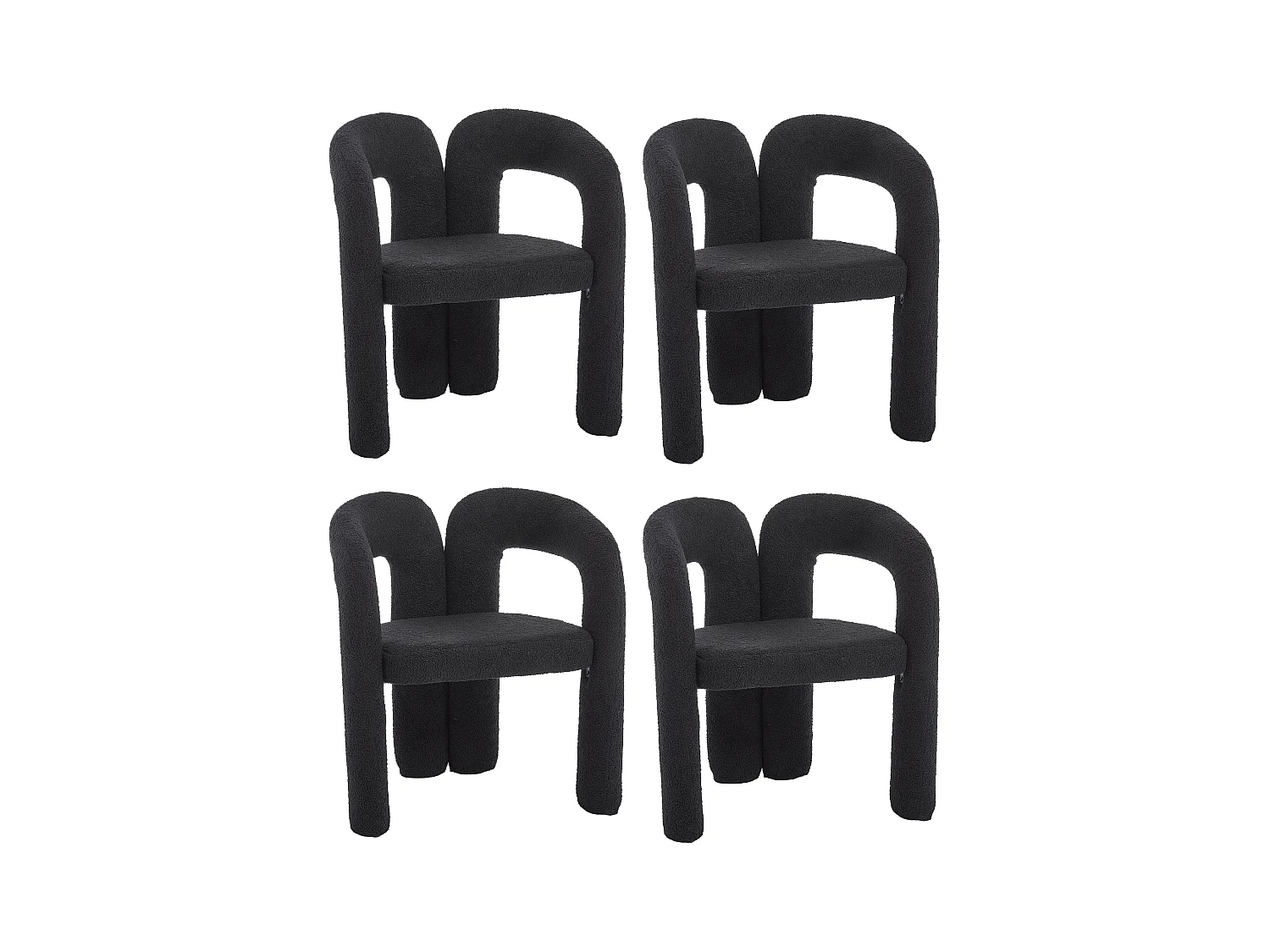 Lot de 2  fauteuils noir - Fauteuil droit avec dossier - peluche ours en peluche