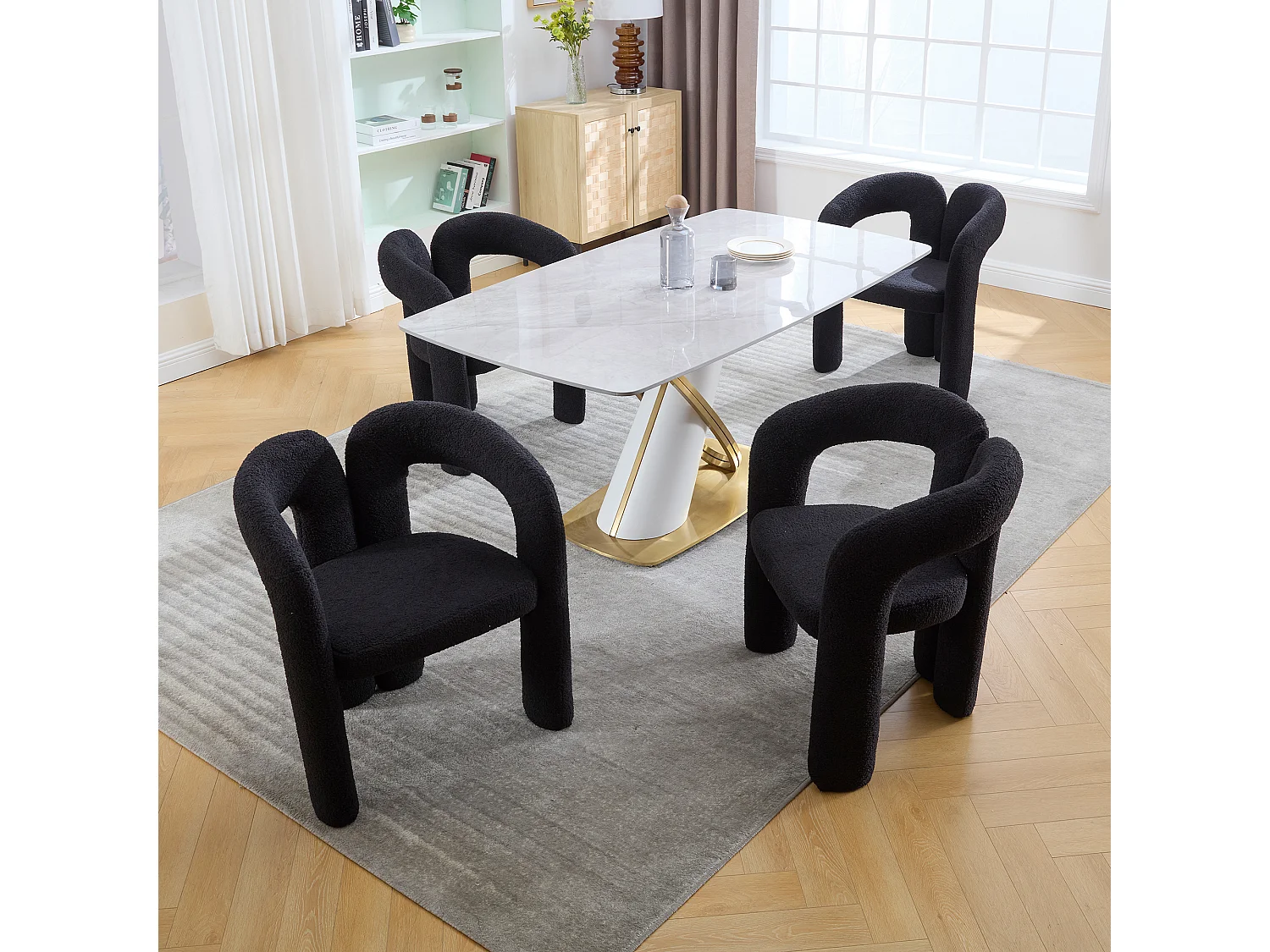 Lot de 2  fauteuils noir - Fauteuil droit avec dossier - peluche ours en peluche