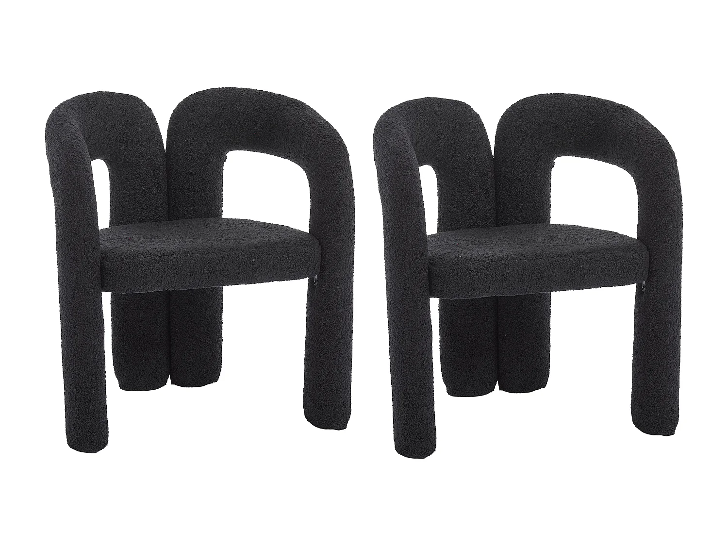 Lot de 2  fauteuils noir - Fauteuil droit avec dossier - peluche ours en peluche