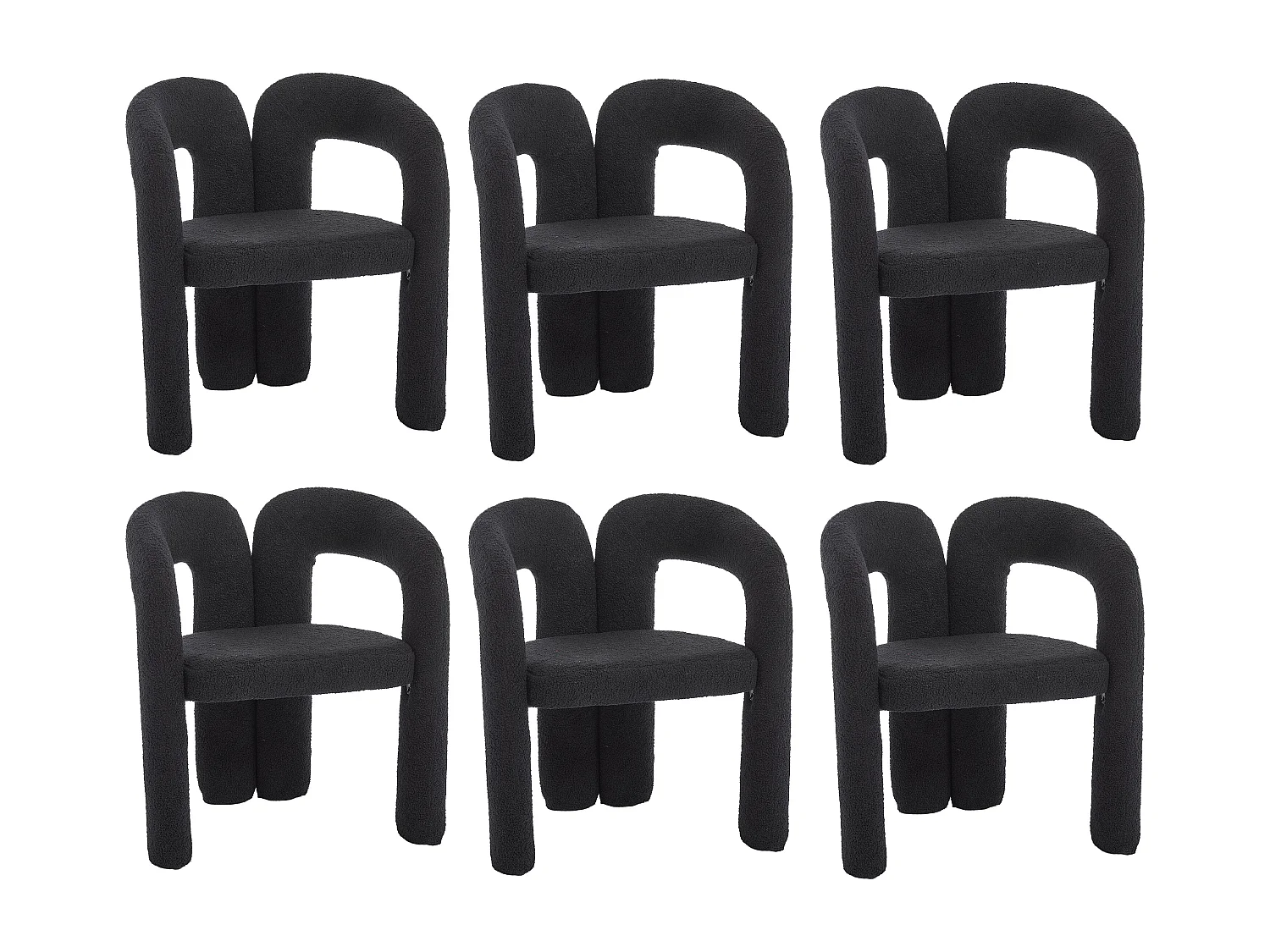 Lot de 2  fauteuils noir - Fauteuil droit avec dossier - peluche ours en peluche