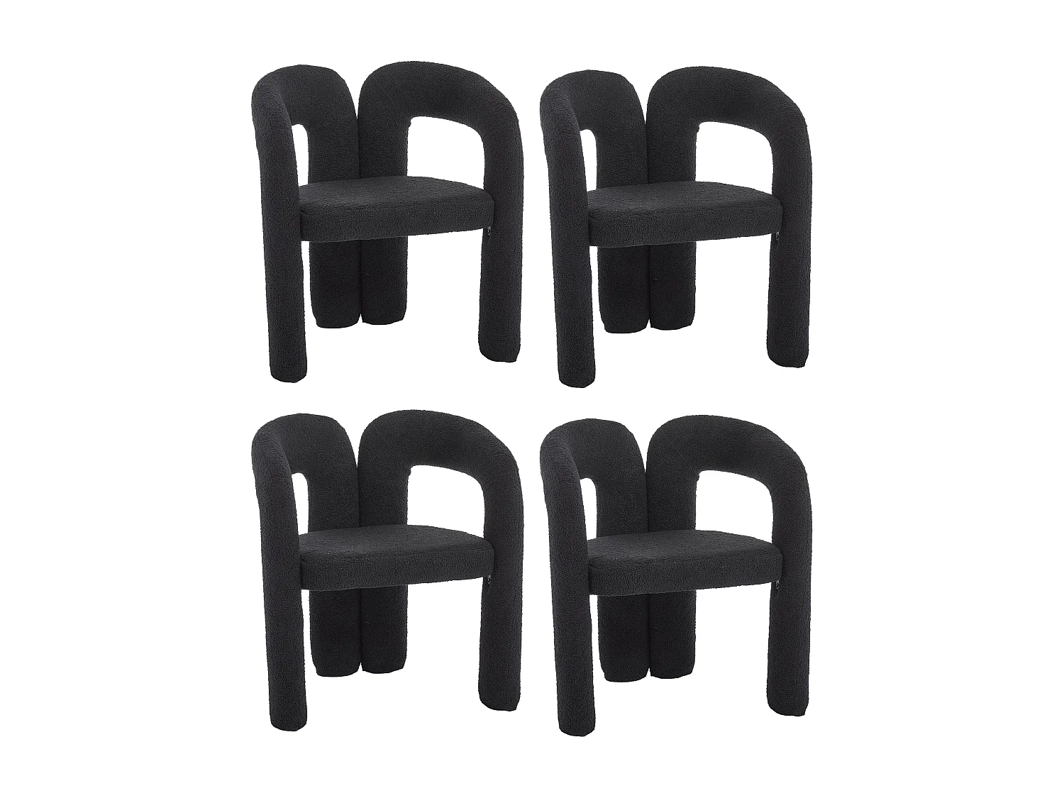Lot de 2  fauteuils noir - Fauteuil droit avec dossier - peluche ours en peluche