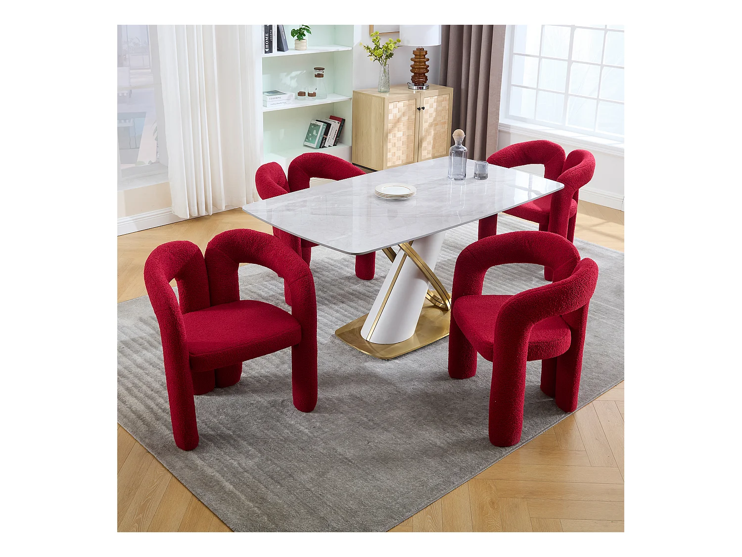 Lot de 2  fauteuils rouges - Fauteuil droit avec dossier - peluche ours en peluche