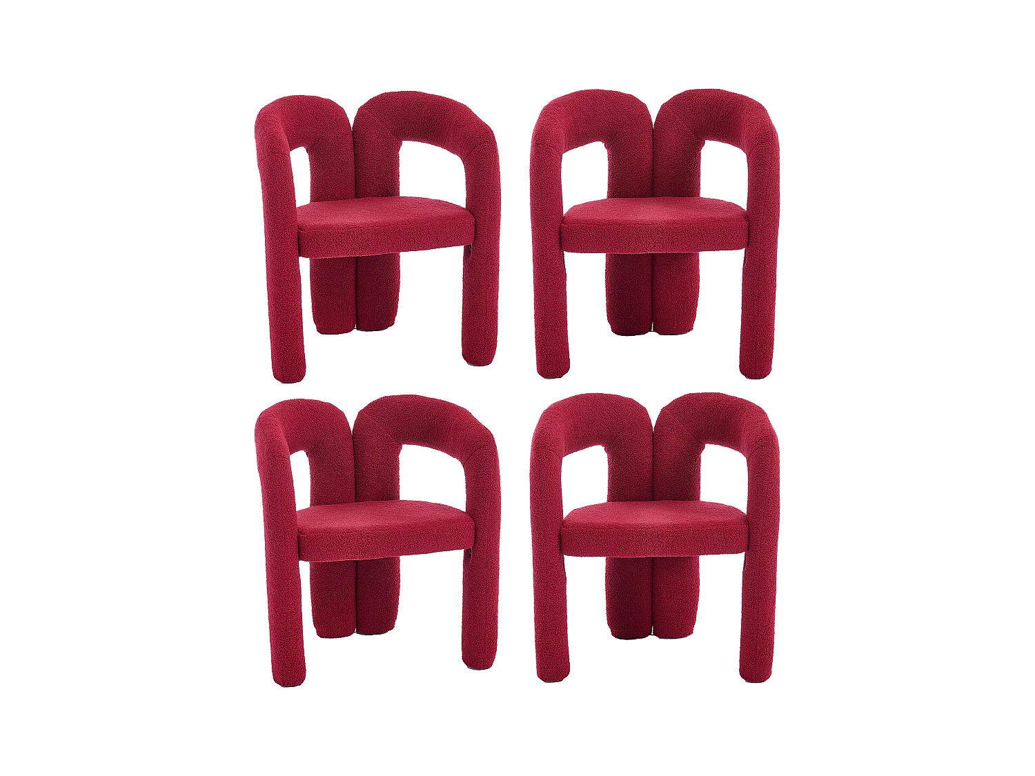 Lot de 2  fauteuils rouges - Fauteuil droit avec dossier - peluche ours en peluche