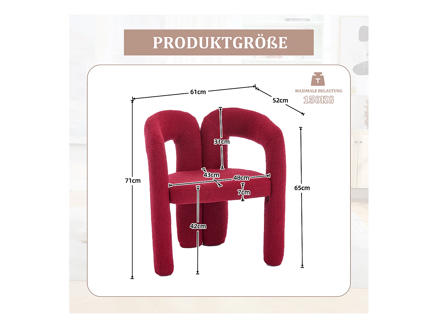 2er-Set rote Sessel - Gerader Sessel mit Rückenlehne - Teddybär-Plüsch
