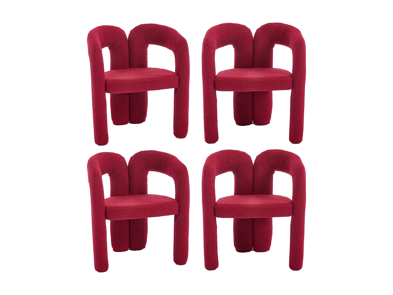 Lot de 2  fauteuils rouges - Fauteuil droit avec dossier - peluche ours en peluche