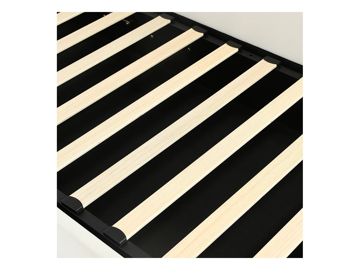 Opbergbed 90 x 200 cm - Eenpersoonsbed met kattenhoofdeinde en rechterzijpaneel - beige fluweel