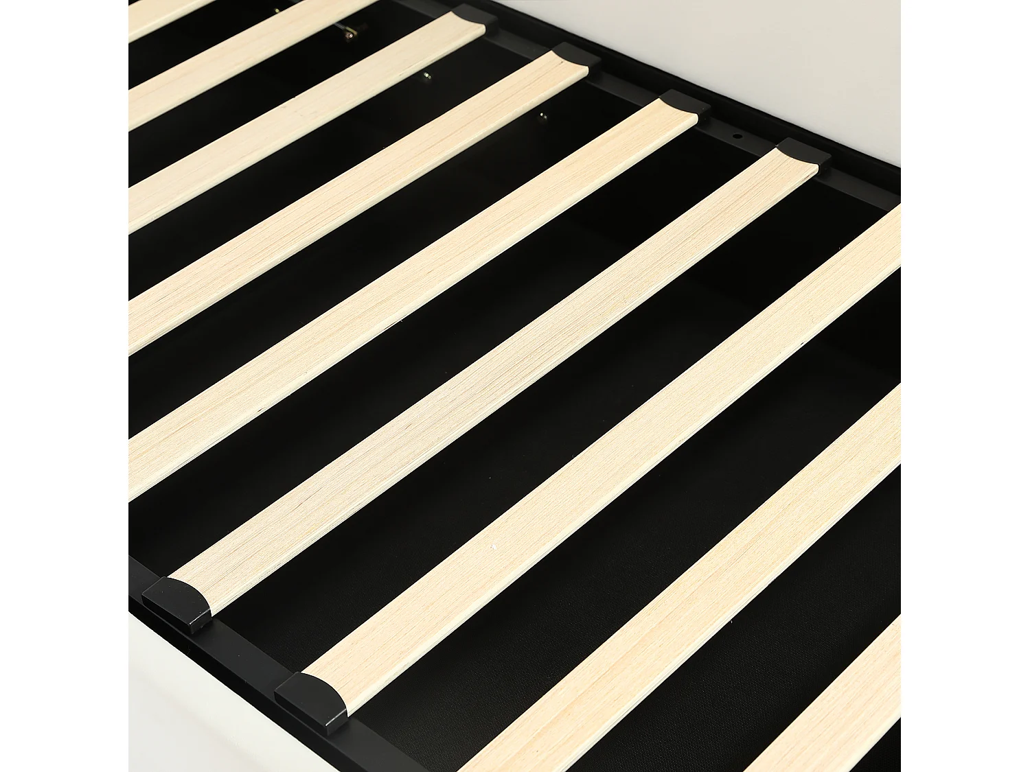 Stauraumbett 90 x 200 cm - Einzelbett mit Katzenkopfteil und rechtem Seitenteil - beiger Samt