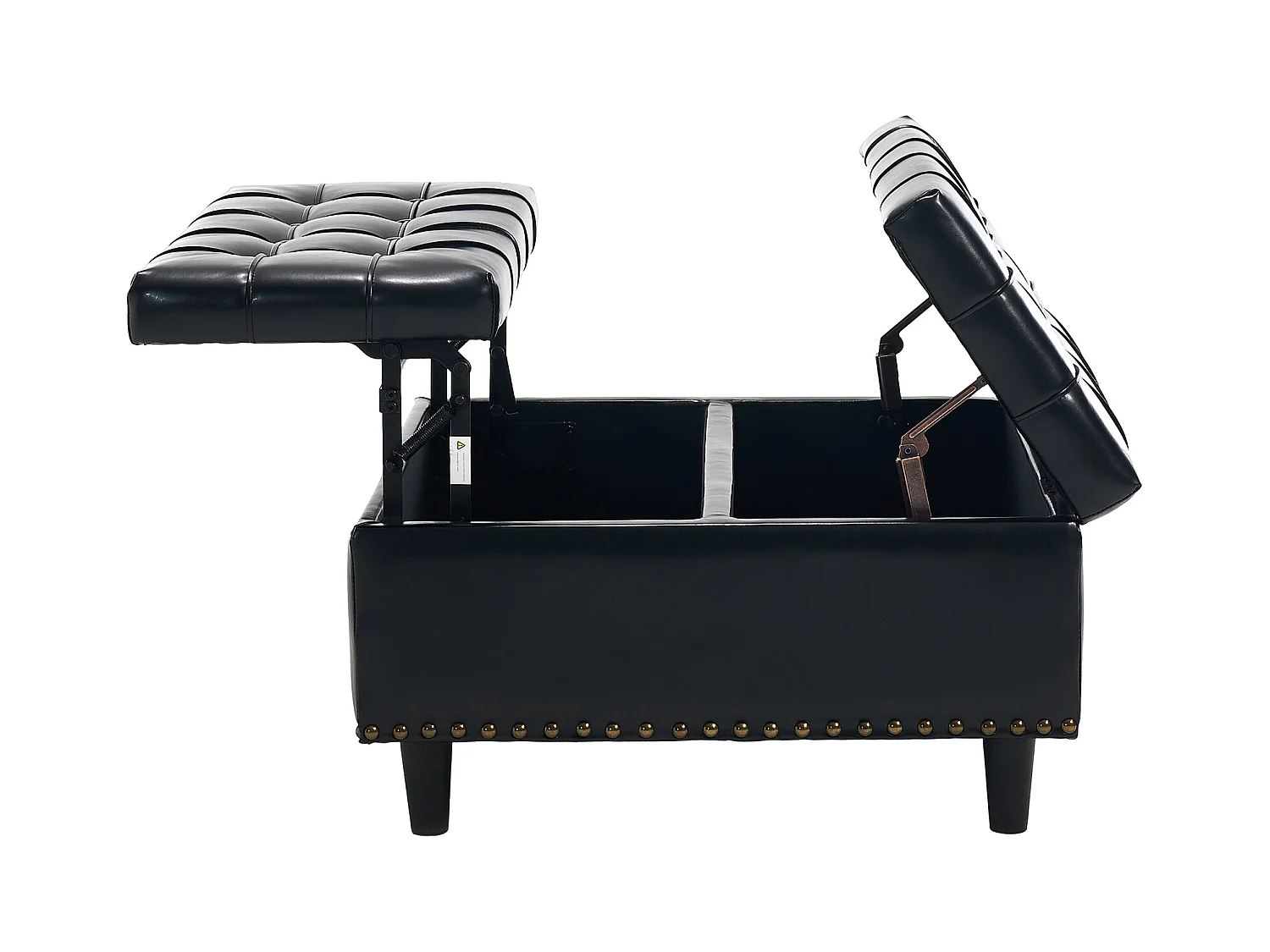 Chaise carrée avec rangement - Banc avec espace de rangement - PU noir